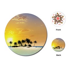 Beautiful Island In The Sunset Playing Cards (round) 