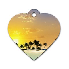 Beautiful Island In The Sunset Dog Tag Heart (two Sides)