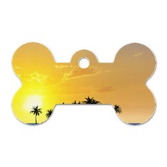 Beautiful Island In The Sunset Dog Tag Bone (one Side)