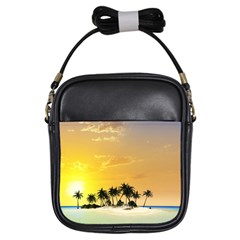 Beautiful Island In The Sunset Girls Sling Bags