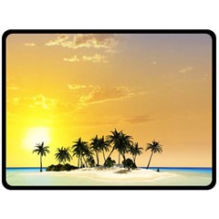 Beautiful Island In The Sunset Fleece Blanket (large)  by FantasyWorld7