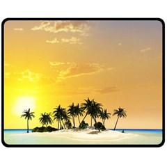 Beautiful Island In The Sunset Fleece Blanket (medium)  by FantasyWorld7