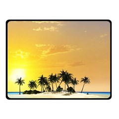 Beautiful Island In The Sunset Fleece Blanket (small) by FantasyWorld7