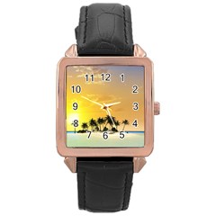 Beautiful Island In The Sunset Rose Gold Watches