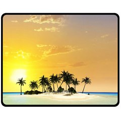 Beautiful Island In The Sunset Double Sided Fleece Blanket (medium)  by FantasyWorld7