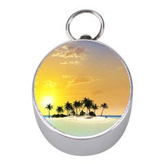 Beautiful Island In The Sunset Mini Silver Compasses