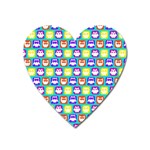 Colorful Whimsical Owl Pattern Heart Magnet Front