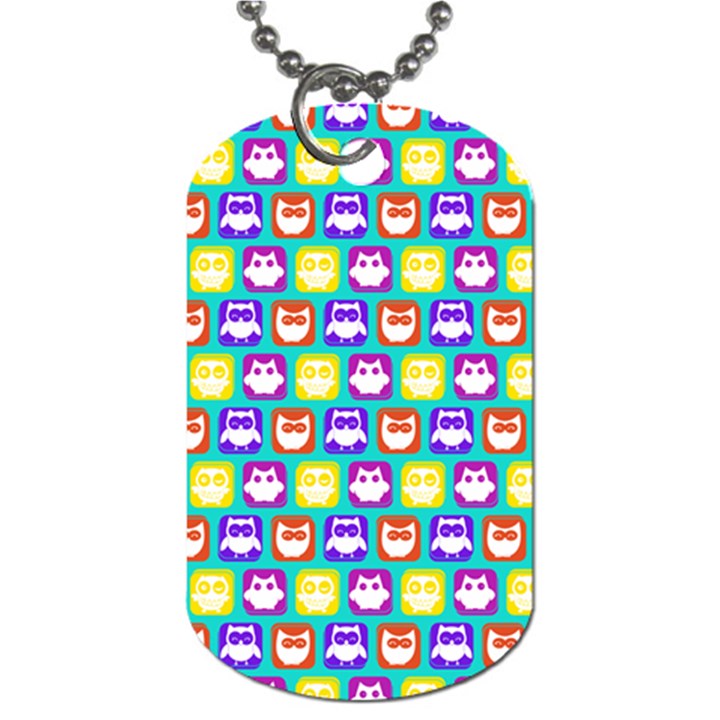 Colorful Whimsical Owl Pattern Dog Tag (Two Sides)