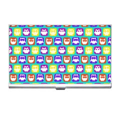 Colorful Whimsical Owl Pattern Business Card Holders