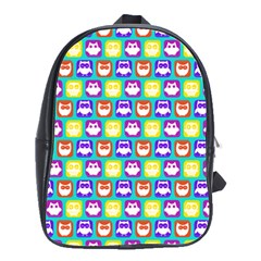 Colorful Whimsical Owl Pattern School Bags(large)  by GardenOfOphir