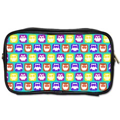 Colorful Whimsical Owl Pattern Toiletries Bags by GardenOfOphir