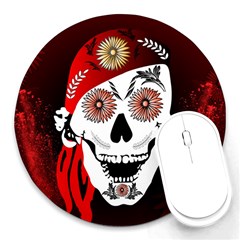 Funny Happy Skull Round Mousepads by FantasyWorld7