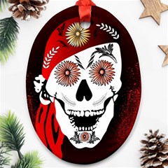 Funny Happy Skull Ornament (oval) 