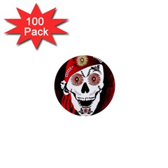 Funny Happy Skull 1  Mini Magnets (100 Pack)  by FantasyWorld7