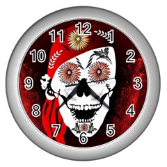 Funny Happy Skull Wall Clocks (silver) 