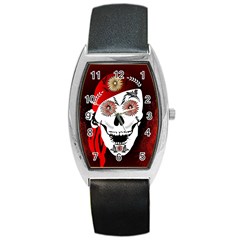 Funny Happy Skull Barrel Metal Watches