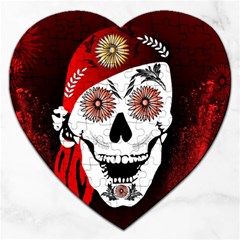 Funny Happy Skull Jigsaw Puzzle (heart) by FantasyWorld7