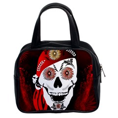 Funny Happy Skull Classic Handbags (2 Sides) by FantasyWorld7