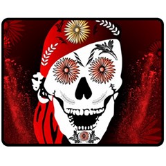 Funny Happy Skull Fleece Blanket (medium) 