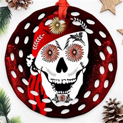 Funny Happy Skull Ornament (round Filigree) 