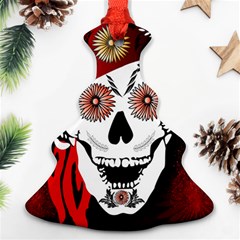 Funny Happy Skull Christmas Tree Ornament (2 Sides) by FantasyWorld7