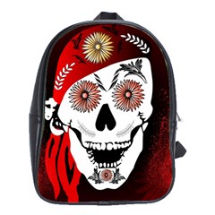 Funny Happy Skull School Bags (xl)  by FantasyWorld7