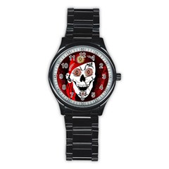 Funny Happy Skull Stainless Steel Round Watches