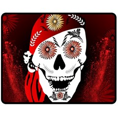 Funny Happy Skull Double Sided Fleece Blanket (medium) 