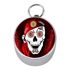 Funny Happy Skull Mini Silver Compasses