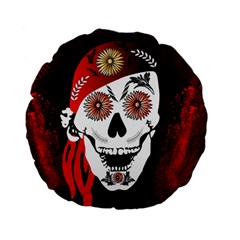 Funny Happy Skull Standard 15  Premium Flano Round Cushions