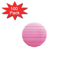 Pink Gradient Chevron 1  Mini Magnets (100 Pack) 