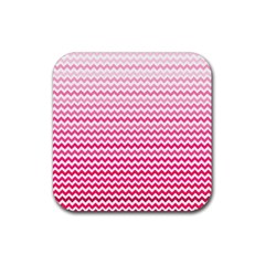 Pink Gradient Chevron Rubber Coaster (square) 