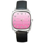 Pink Gradient Chevron Square Metal Watches Front