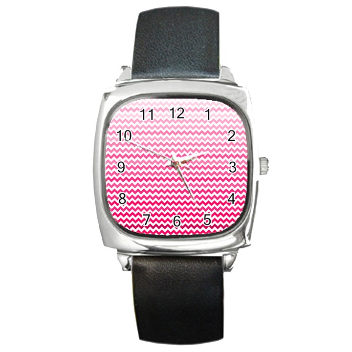 Pink Gradient Chevron Square Metal Watches