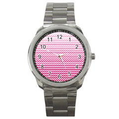 Pink Gradient Chevron Sport Metal Watches by CraftyLittleNodes