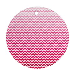 Pink Gradient Chevron Round Ornament (two Sides) 