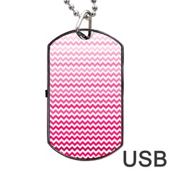 Pink Gradient Chevron Dog Tag Usb Flash (one Side)