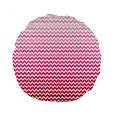 Pink Gradient Chevron Standard 15  Premium Round Cushions by CraftyLittleNodes