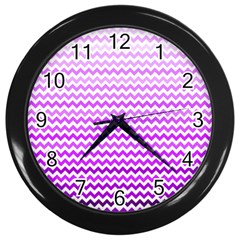 Purple Gradient Chevron Wall Clocks (black)