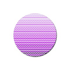 Purple Gradient Chevron Rubber Round Coaster (4 Pack) 