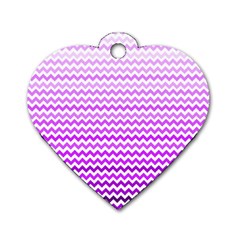 Purple Gradient Chevron Dog Tag Heart (two Sides)