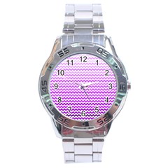 Purple Gradient Chevron Stainless Steel Men s Watch