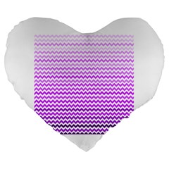 Purple Gradient Chevron Large 19  Premium Flano Heart Shape Cushions