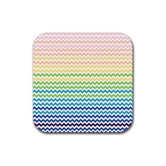 Pastel Gradient Rainbow Chevron Rubber Coaster (square) 