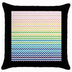 Pastel Gradient Rainbow Chevron Throw Pillow Cases (black) by CraftyLittleNodes