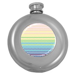 Pastel Gradient Rainbow Chevron Round Hip Flask (5 Oz)