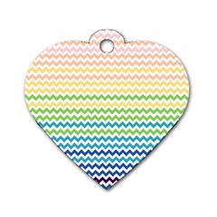 Pastel Gradient Rainbow Chevron Dog Tag Heart (two Sides)