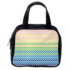 Pastel Gradient Rainbow Chevron Classic Handbags (one Side)