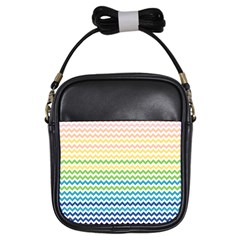 Pastel Gradient Rainbow Chevron Girls Sling Bags