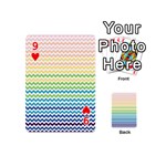 Pastel Gradient Rainbow Chevron Playing Cards 54 (Mini)  Front - Heart9